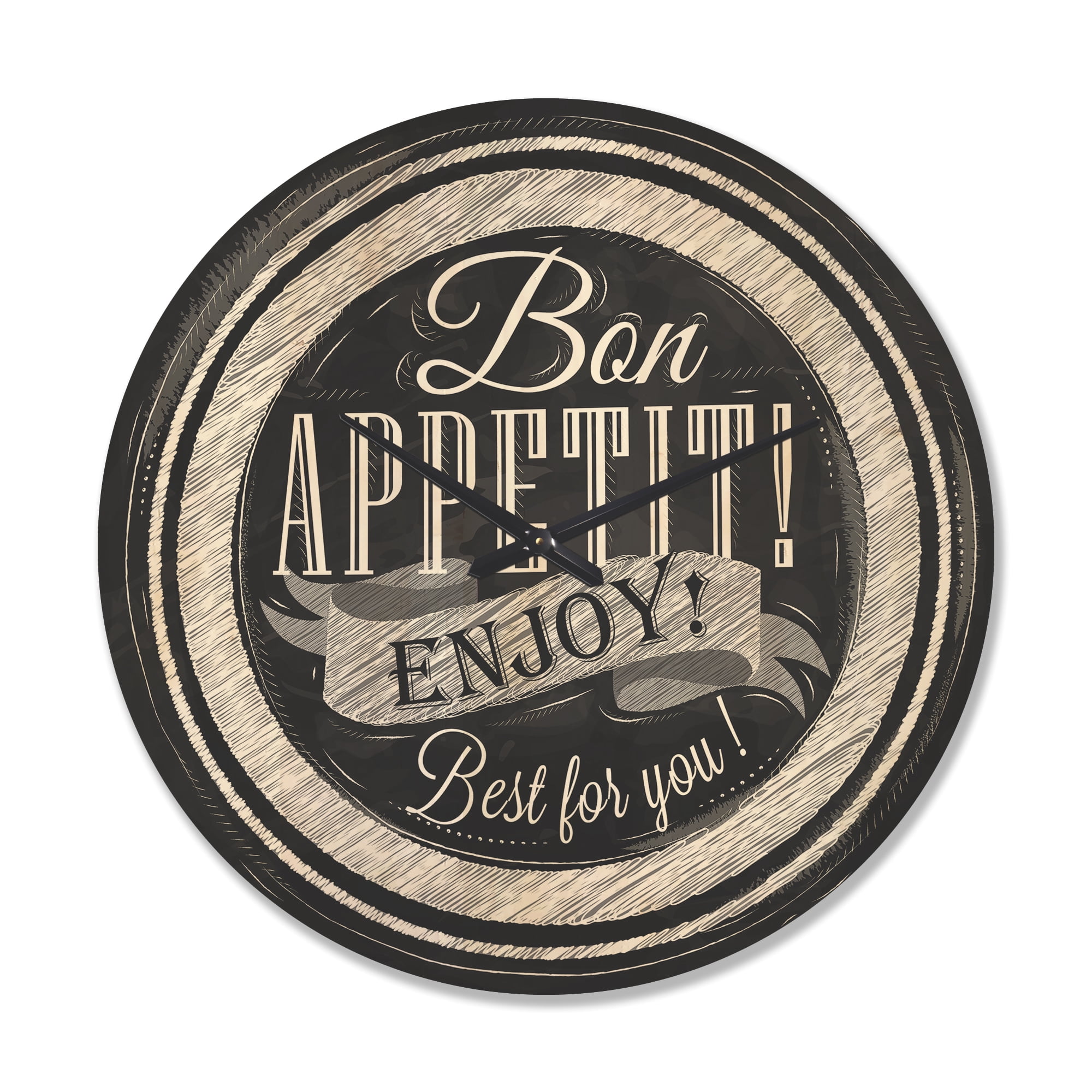 Designart 'Quote Lettering on a Plate' Modern Wood Wall Clock