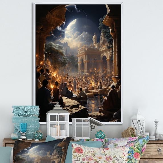 Designart "Quran Revelation Islam wall decor I" Religion & Spirituality Floater Framed Canvas Wall Art