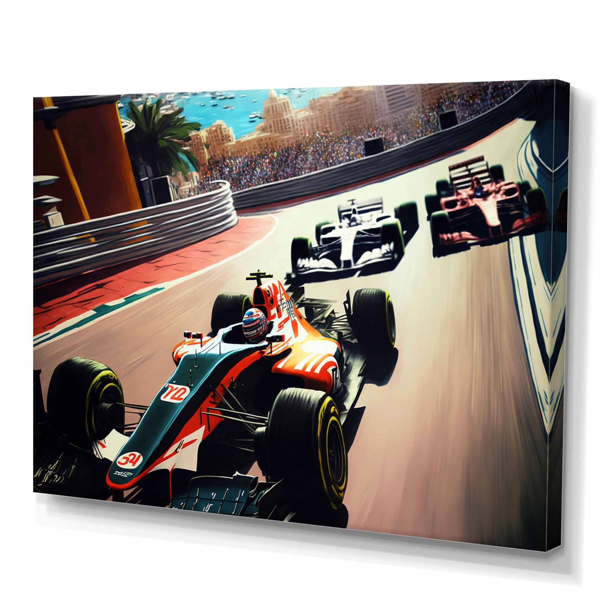 Designart Racing car in Monaco GP I Canvas Wall Art