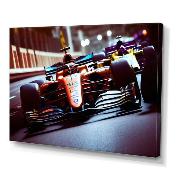 Designart Racing car in Monaco GP II Canvas Wall Art