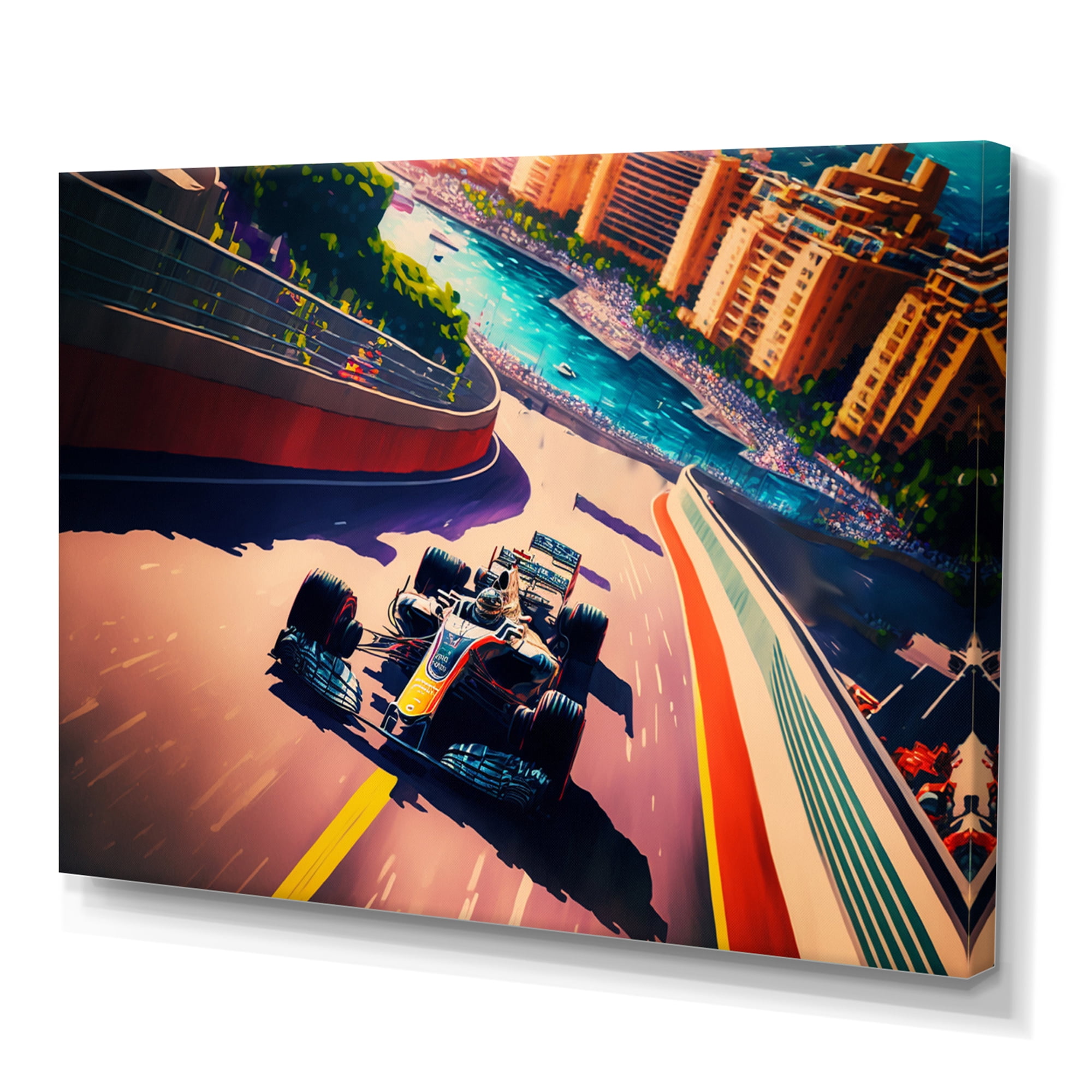 Designart Racing car in Monaco GP IX Canvas Wall Art