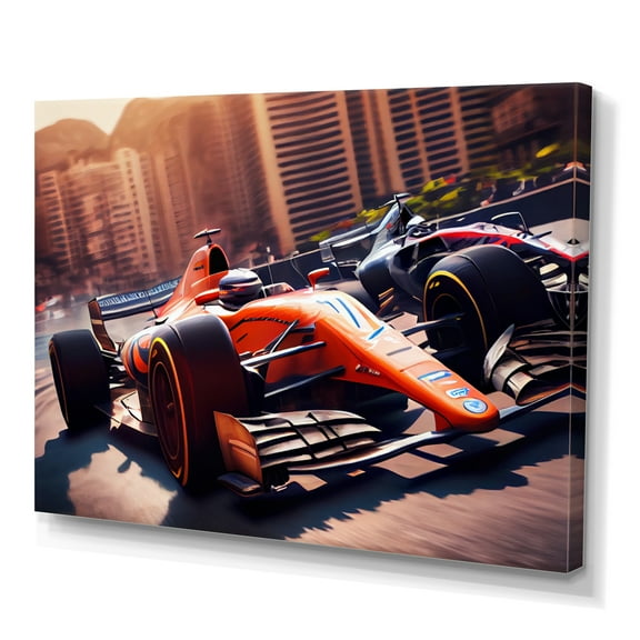 Designart Racing car in Monaco GP V Canvas Wall Art