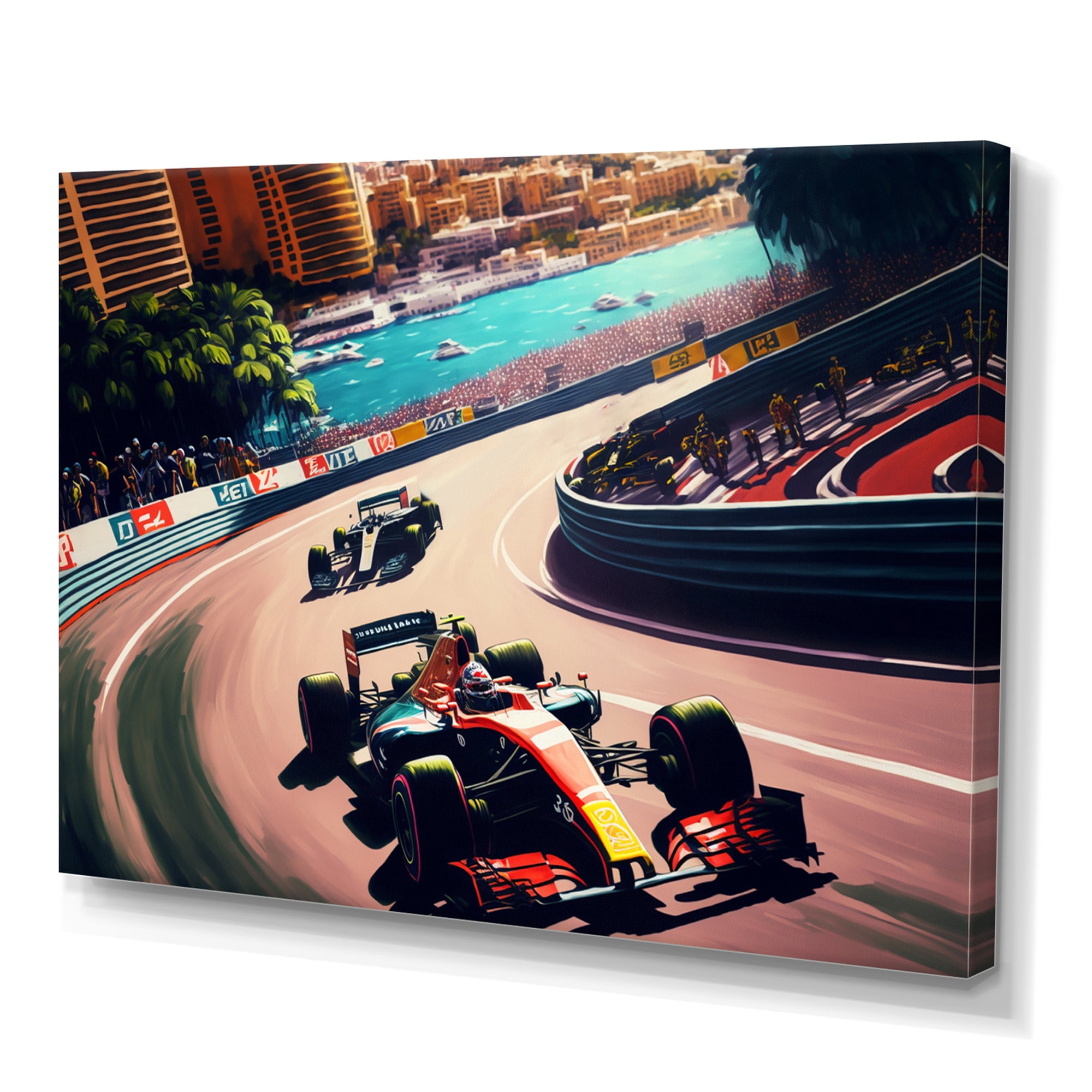 Designart Racing car in Monaco GP VI Canvas Wall Art