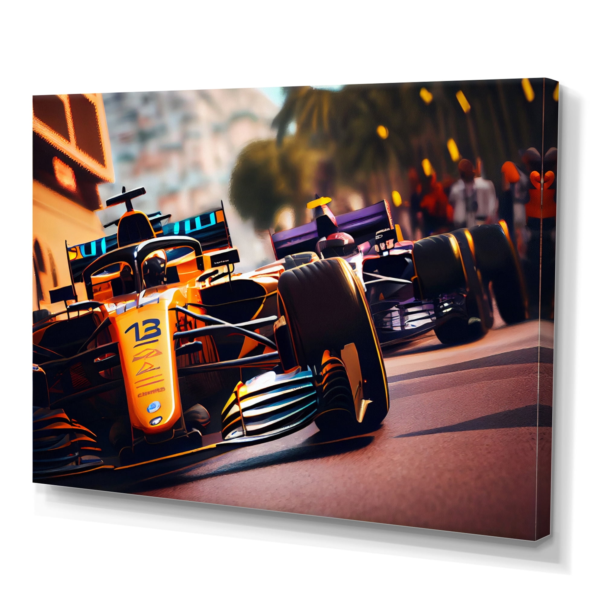 Designart Racing car in Monaco GP XII Canvas Wall Art
