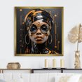 thumbnail image 1 of Designart "Radiance of African Woman in Gold and Black III" Fashion Framed Wall Art Decor - Glam Yellow Woman African American Entryway Framed Wall Art, 1 of 6