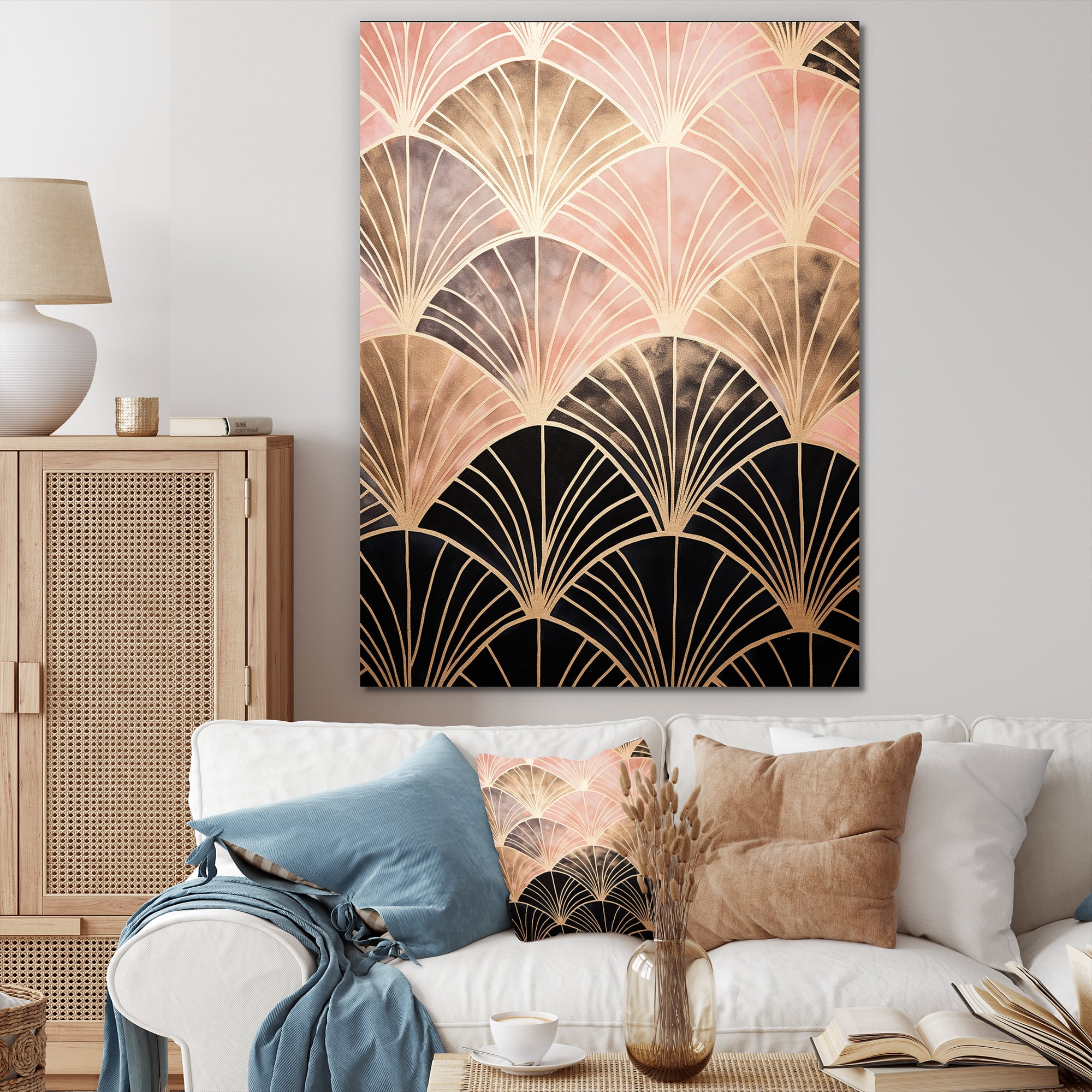 Designart "Radiance In Rose Gold" Abstract Shapes Wall Art Living Room