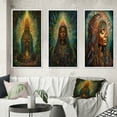 thumbnail image 1 of Designart "Radiant Aura of Holy Mary Symbolic Glow V" Christianism Framed Wall Art Set Of 3 - Green Traditional Frame Gallery Set For Office Decor, 1 of 6
