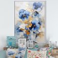 thumbnail image 1 of Designart "Radiant Bouquet Of Blue And Gold Minimalist Pansies II" Pansies Floater Framed Canvas Wall Art, 1 of 5