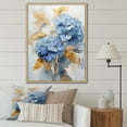 thumbnail image 1 of Designart "Radiant Bouquet Of Blue And Gold Minimalist Pansies" Pansies Floater Framed Wall Art Living Room, 1 of 5