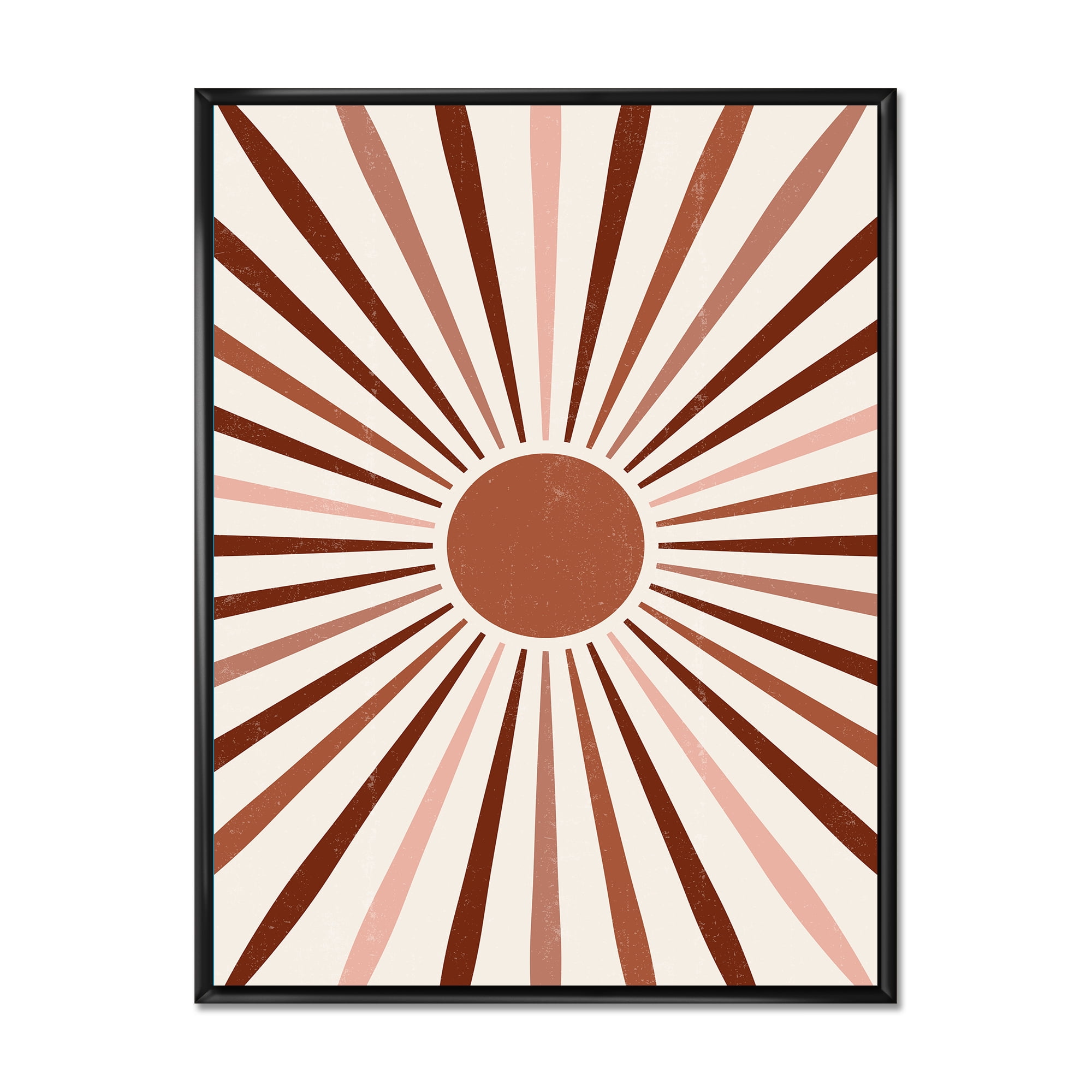 Designart 'Radiant Geometric Sun' Modern Framed Canvas Wall Art Print