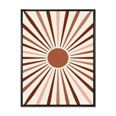 Designart 'Radiant Geometric Sun' Modern Framed Canvas Wall Art Print