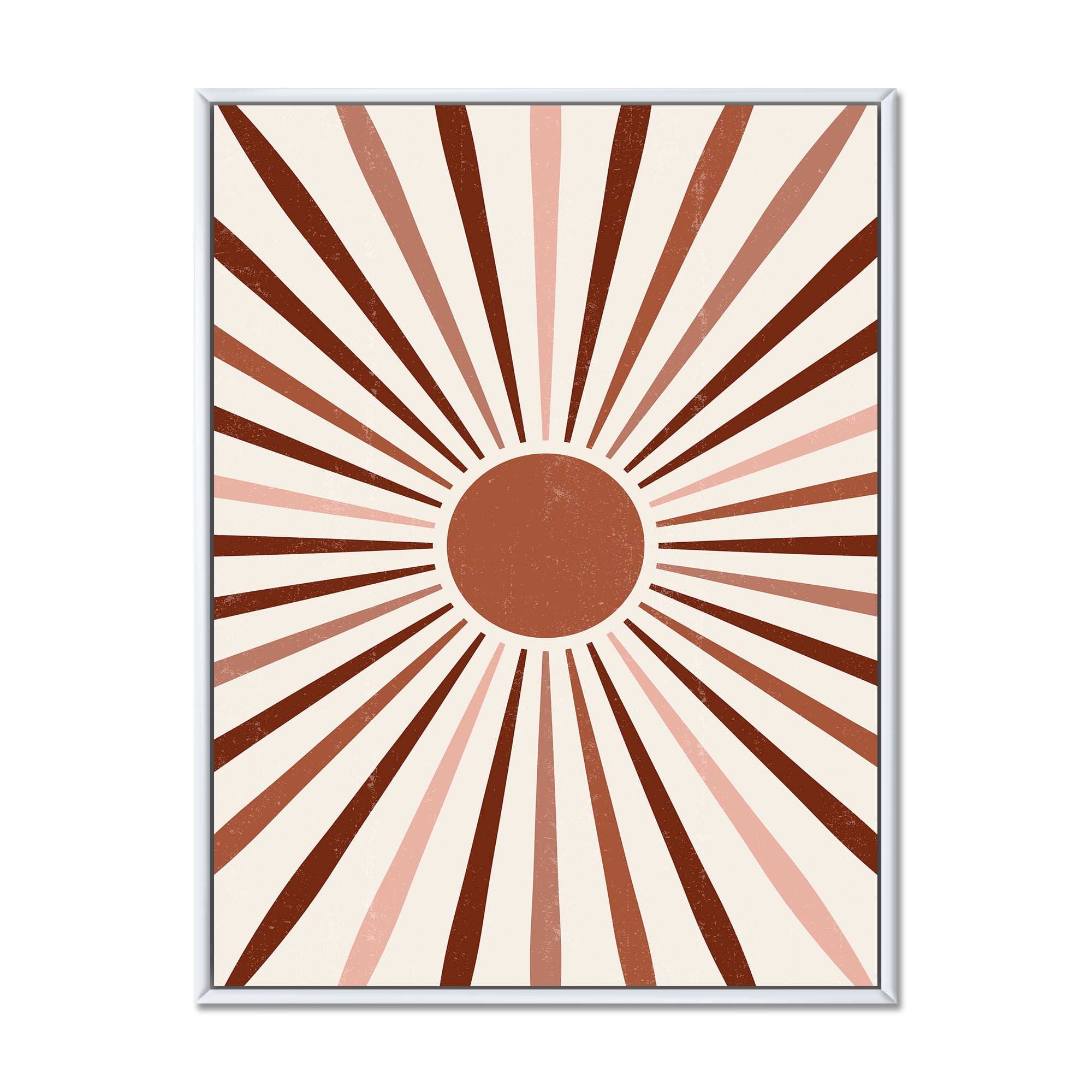 Designart 'Radiant Geometric Sun' Modern Framed Canvas Wall Art Print