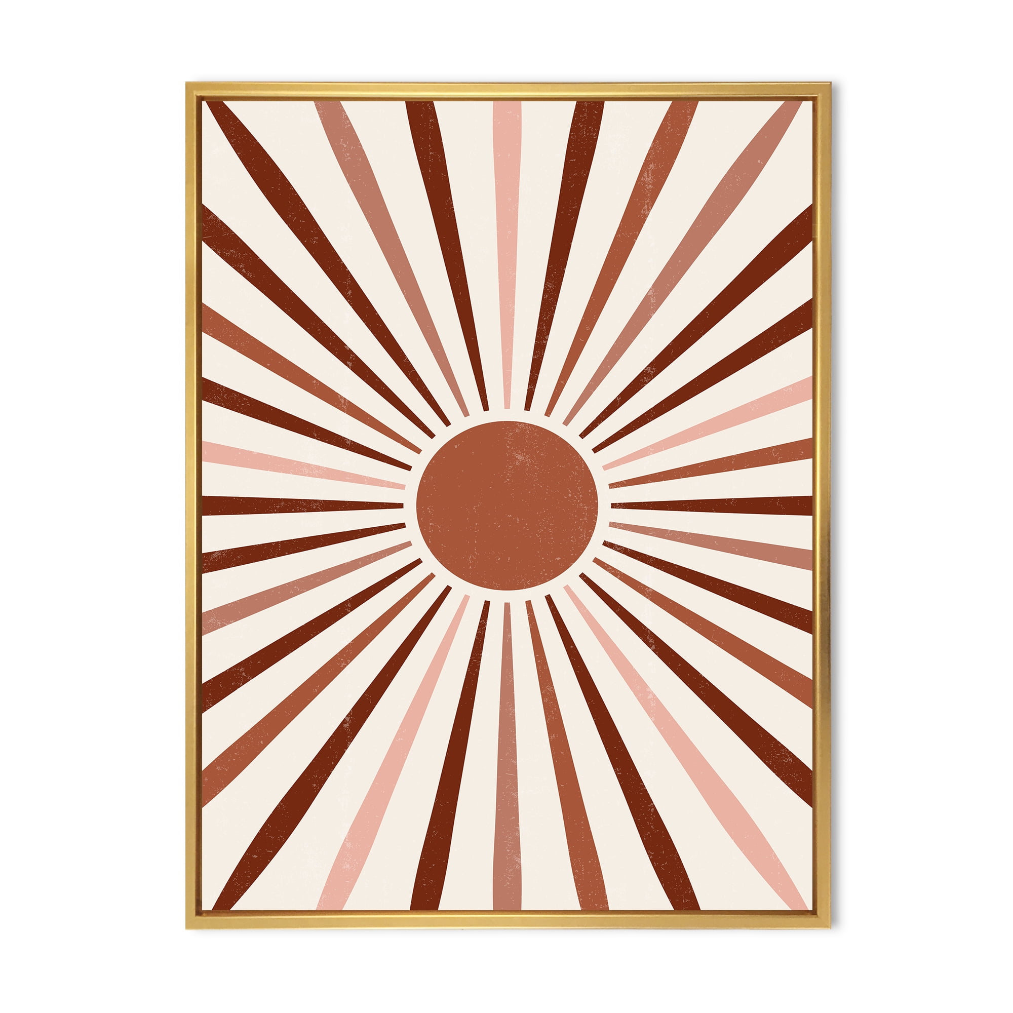 Designart 'Radiant Geometric Sun' Modern Framed Canvas Wall Art Print