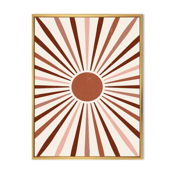 Designart 'Radiant Geometric Sun' Modern Framed Canvas Wall Art Print