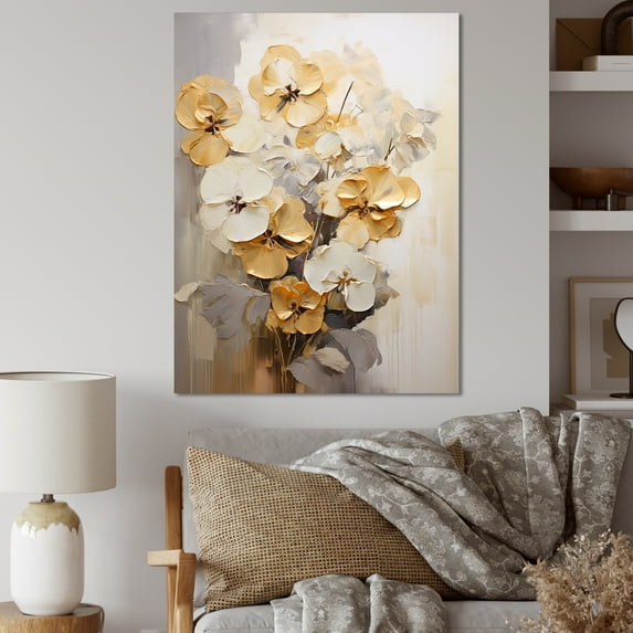 Designart "Radiant Minimalist Pansy Bouquet I" Pansies Wall Art Prints