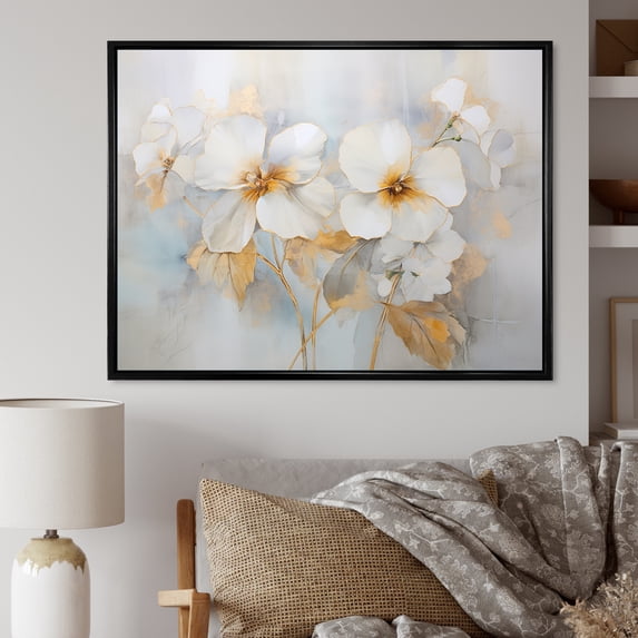 Designart "Radiant Minimalist Pansy Bouquet" Pansies Floater Framed Canvas Prints