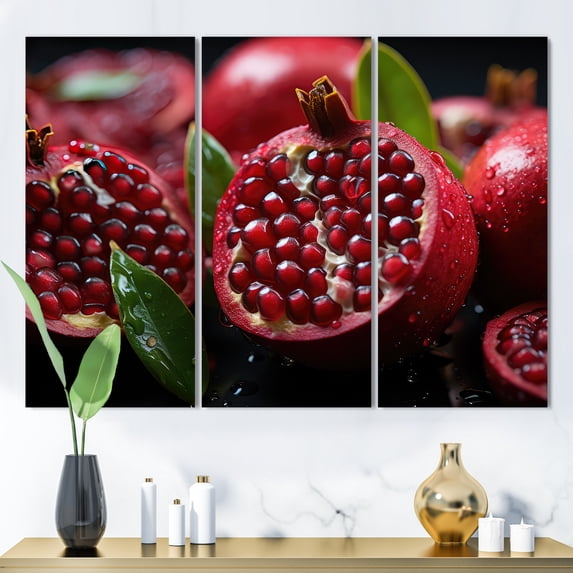 Designart "Radiant Pomegranates I" Fruits Metal Wall Art Set