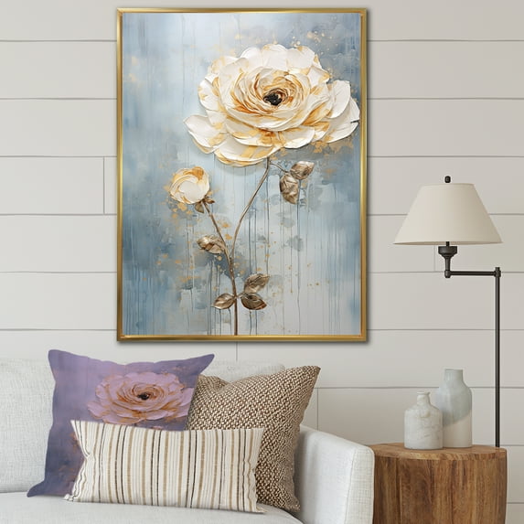Designart "Radiant Ranunculus Treasure VI" Ranunculus Floater Framed Wall Art Prints