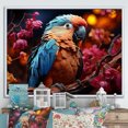 thumbnail image 1 of Designart "Radiant Sunset Plumage Of Red And Blue Parrots II" Parrot Floater Framed Wall Art Living Room, 1 of 5