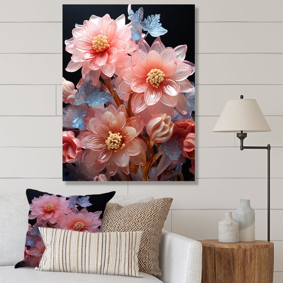 Designart "Radiant Transparency In Pink Hibiscus" Hibiscus Canvas Wall Art