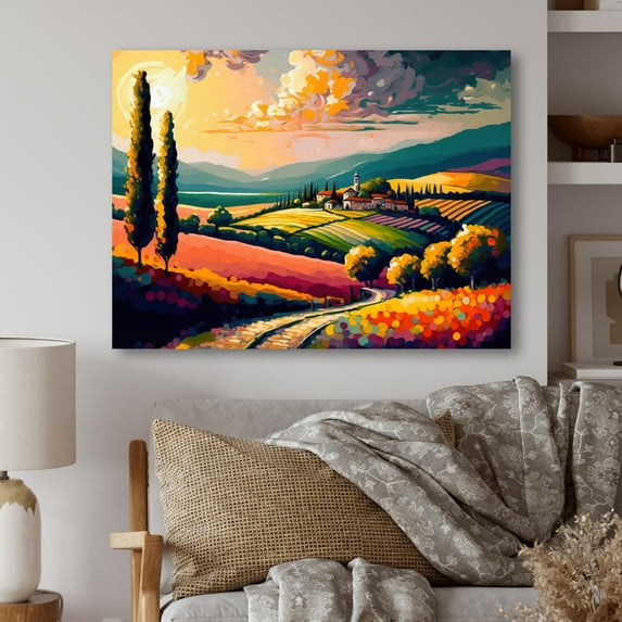 Designart "Radiating Sun Over The Plains III" Landscape Modern Canvas Print