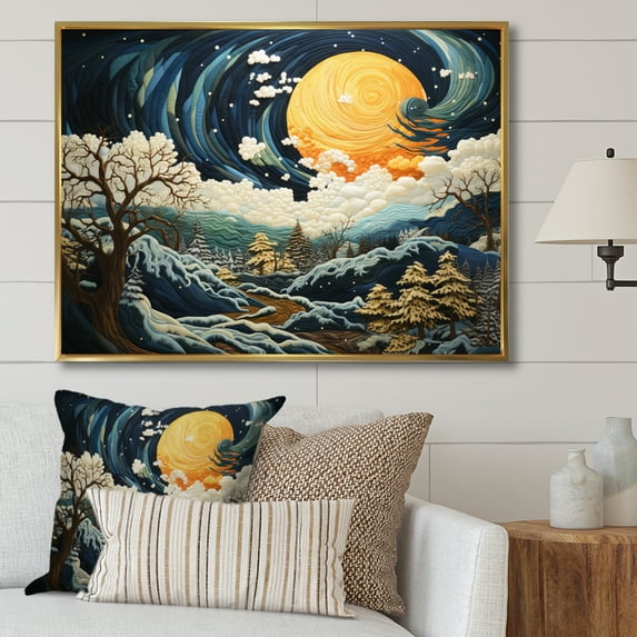 Designart "Raging Storms in the Pastoral Scene" Modern Floater Framed Wall Art Print