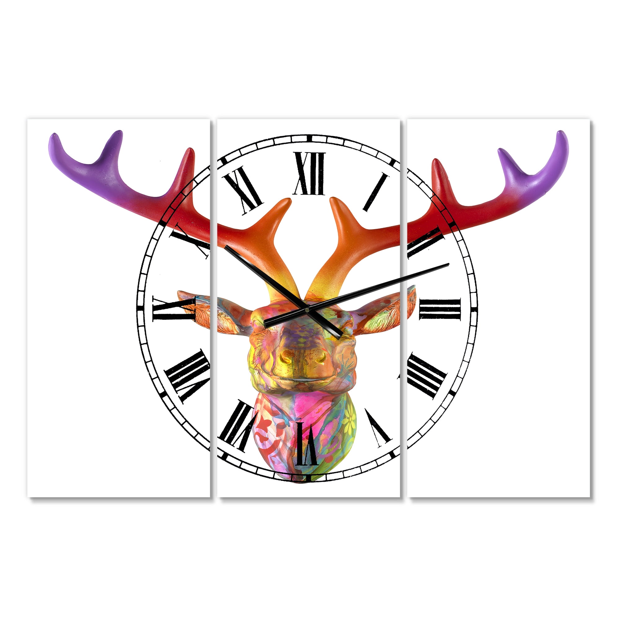 Designart 'Rainbow Antlers' Large Modern Wall Clock