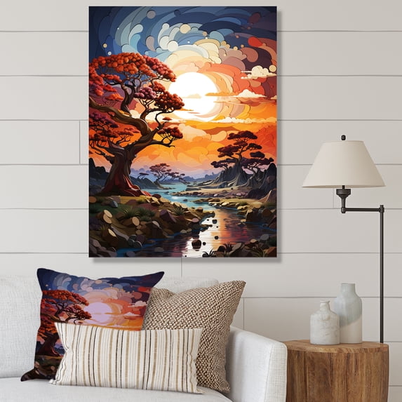 Designart "Rainbow Colored Baobabs I" Tree Baobab Wall Art Prints