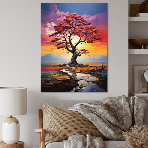 Designart "Rainbow Colored Baobabs III" Tree Baobab Canvas Wall Art