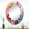 thumbnail image 1 of Designart "Rainbow Colored Cubist Forms IV" Cubism Round Wall Mirror - Modern Oval Printed Decorative Oversized Mirror - Multiple Color Options, 1 of 4