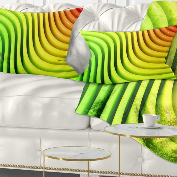 Designart Rainbow Colors Wave - Abstract 3D Digital Throw Pillow - 12x20