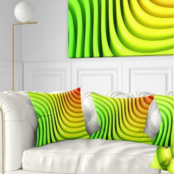 Designart Rainbow Colors Wave - Abstract 3D Digital Throw Pillow - 18x18