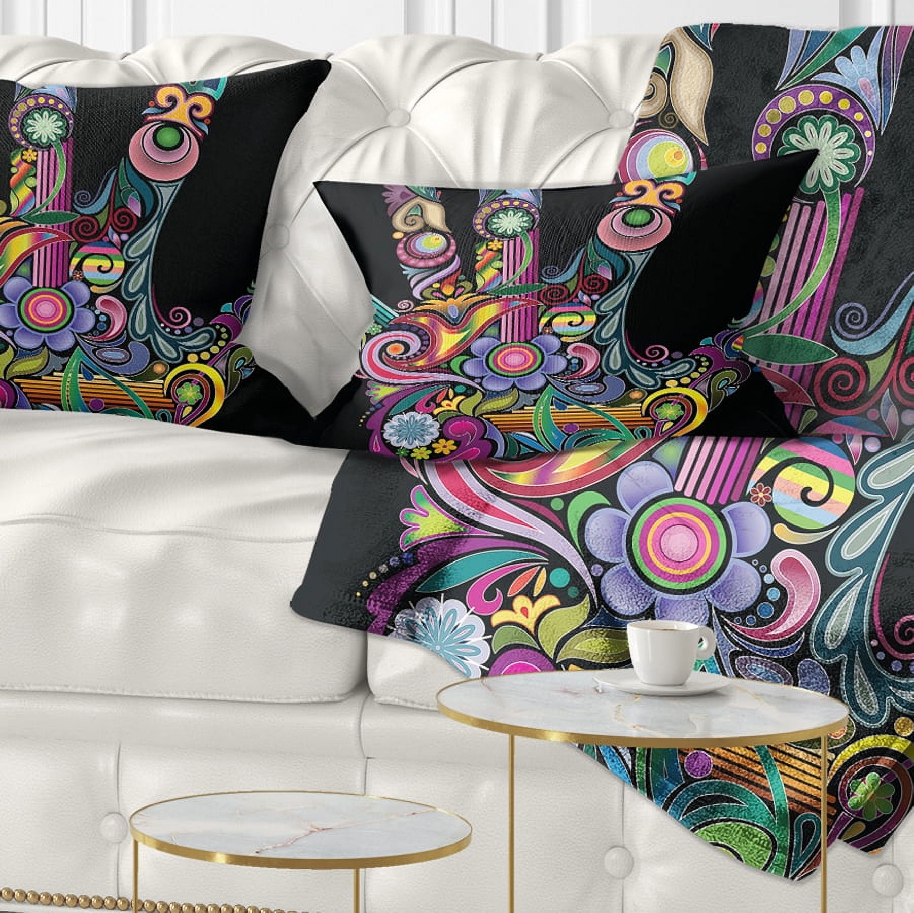 Designart Rainbow Hand with Multi Colors - Abstract Throw Pillow - 12x20