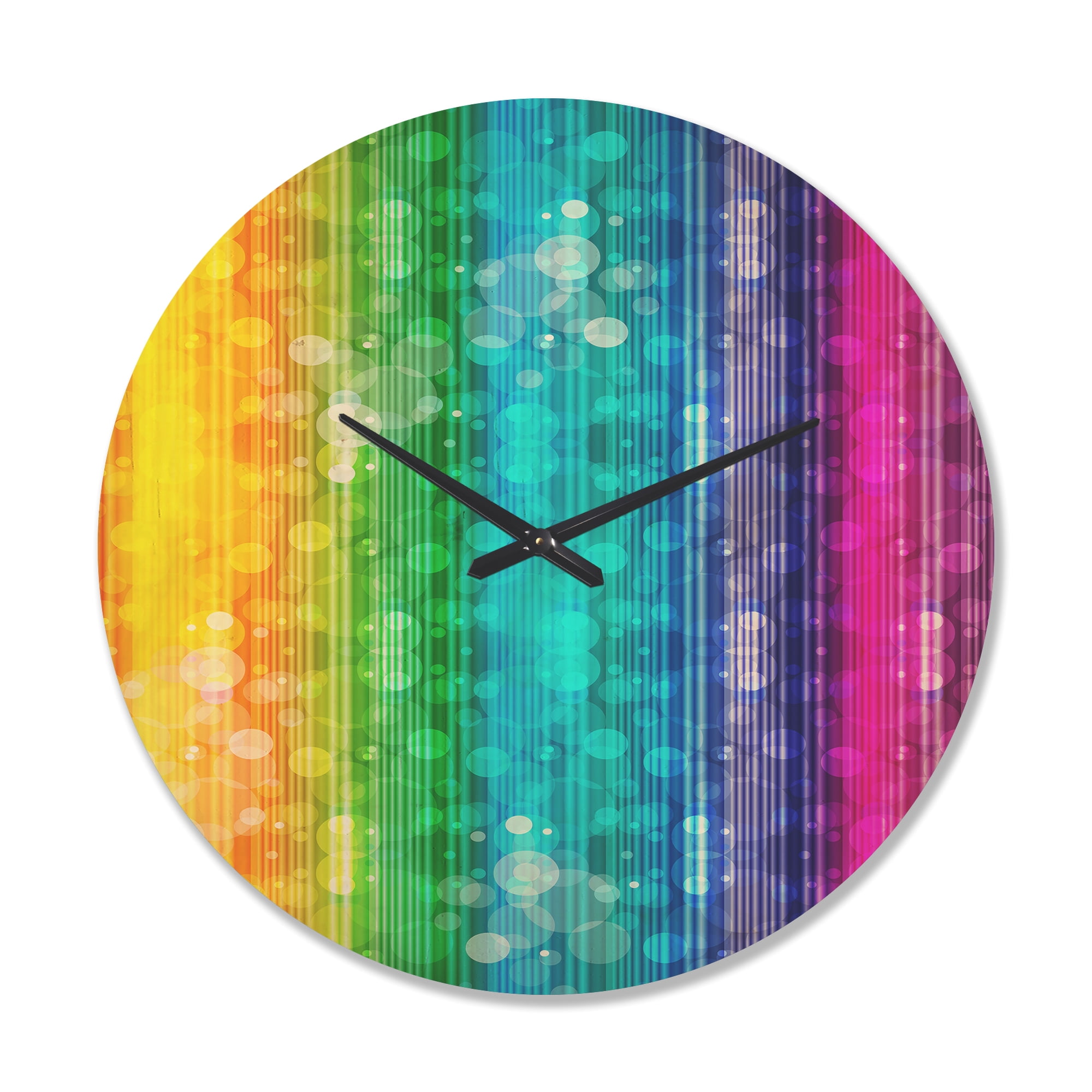 Designart 'Rainbow Illustration Effects' Modern Wood Wall Clock