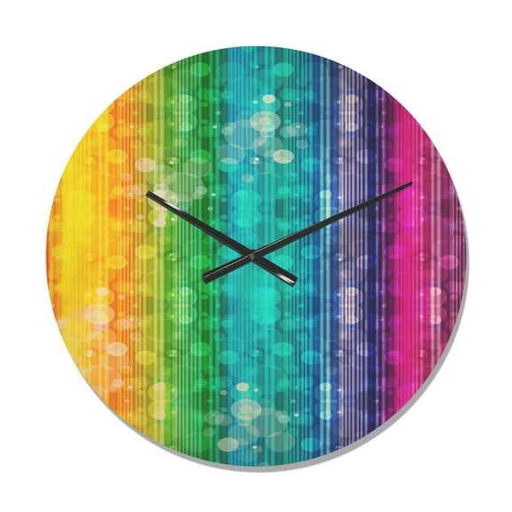 Designart 'Rainbow Illustration Effects' Modern Wood Wall Clock