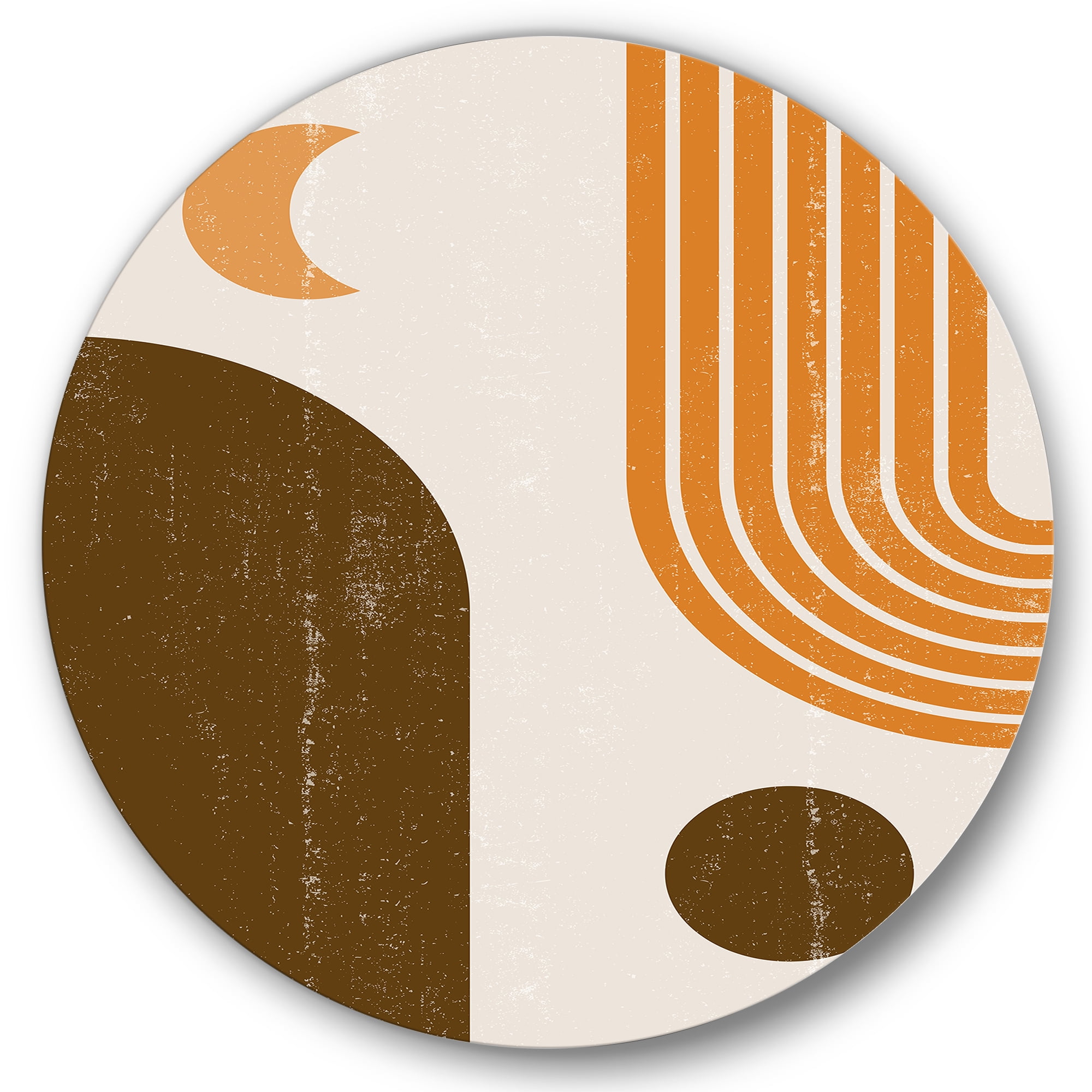 Designart 'Rainbow In Earth Tones Abstract Geometric Art' Modern Circle Metal Wall Art 36x36 - Disc of 36