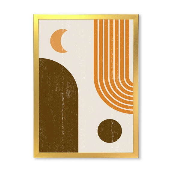 Designart 'Rainbow In Earth Tones Abstract Geometric Art' Modern Framed Art Print