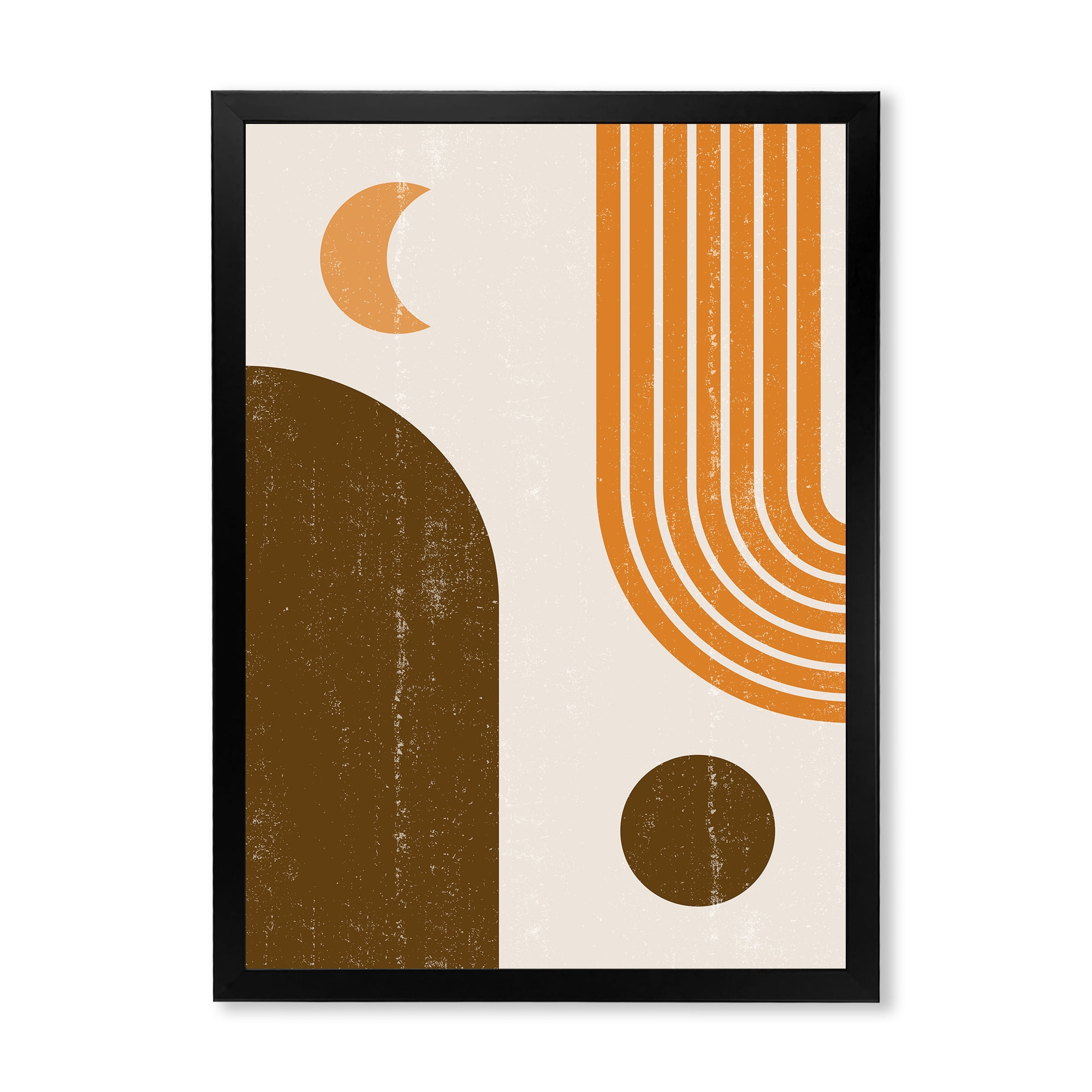 Designart 'Rainbow In Earth Tones Abstract Geometric Art' Modern Framed Art Print