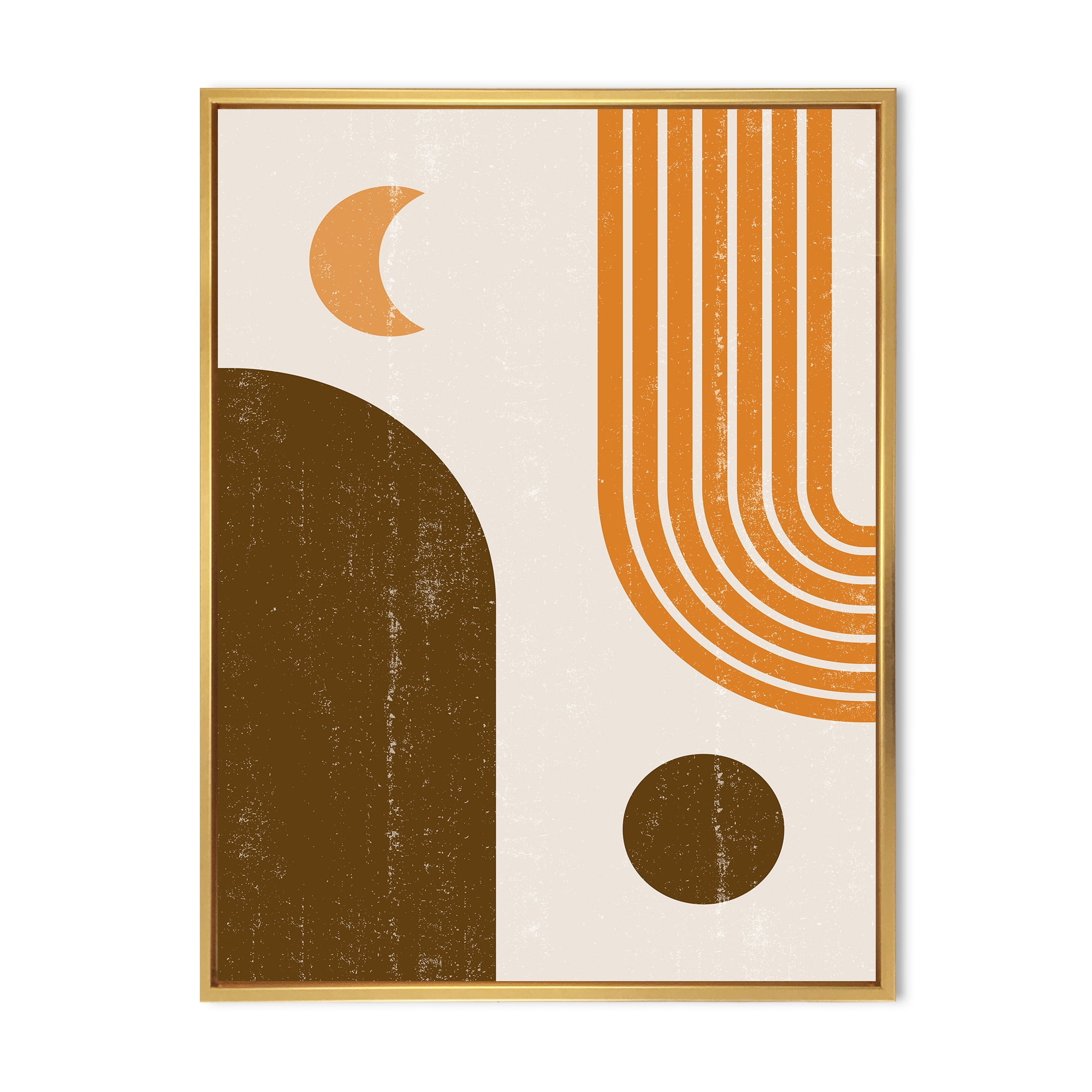 Designart 'Rainbow In Earth Tones Abstract Geometric Art' Modern Framed Canvas Wall Art Print