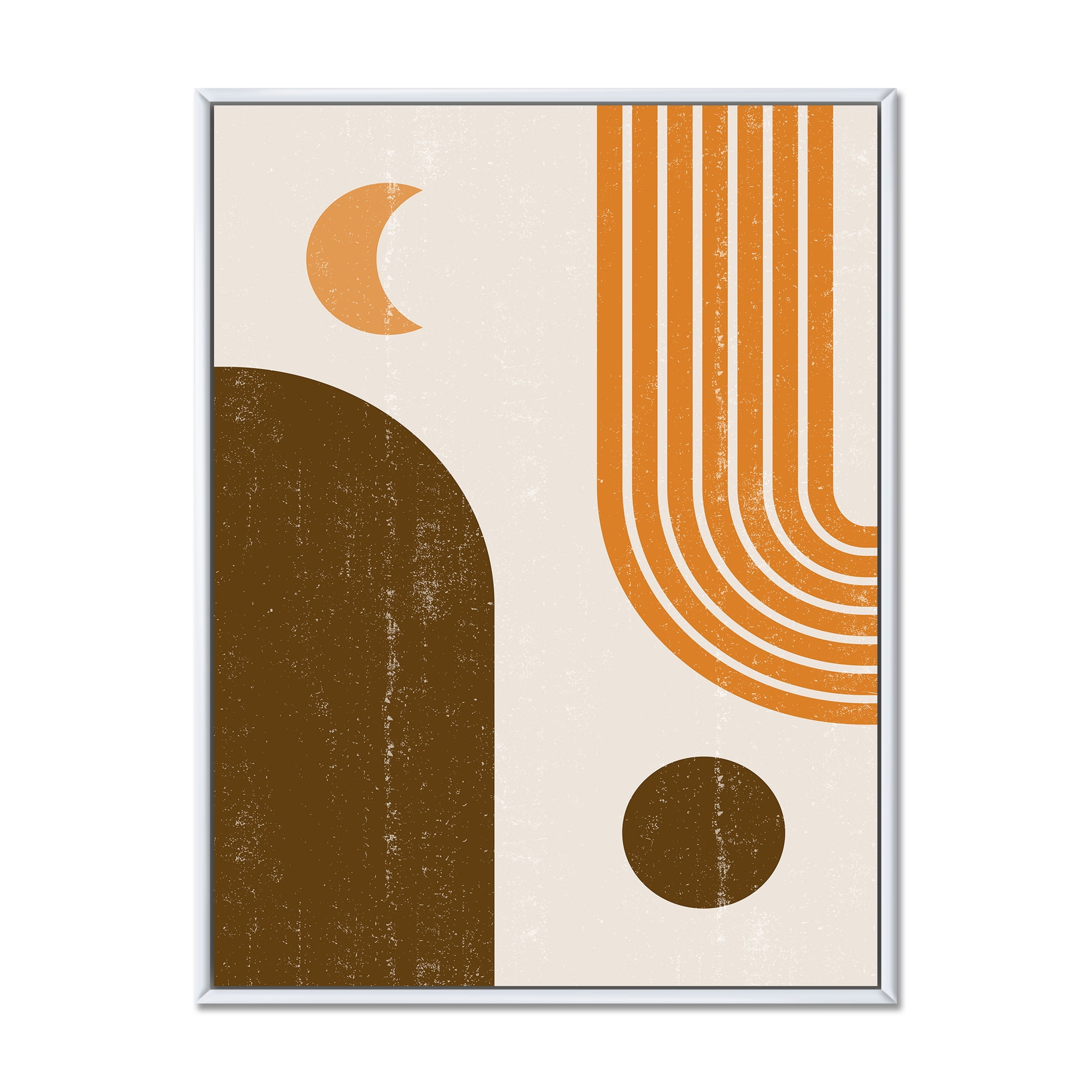 Designart 'Rainbow In Earth Tones Abstract Geometric Art' Modern Framed Canvas Wall Art Print