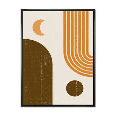 Designart 'Rainbow In Earth Tones Abstract Geometric Art' Modern Framed Canvas Wall Art Print