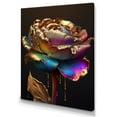 thumbnail image 1 of Designart Rainbow Peony Liquid Gold Drips Hyper V Canvas Wall Art, 1 of 5
