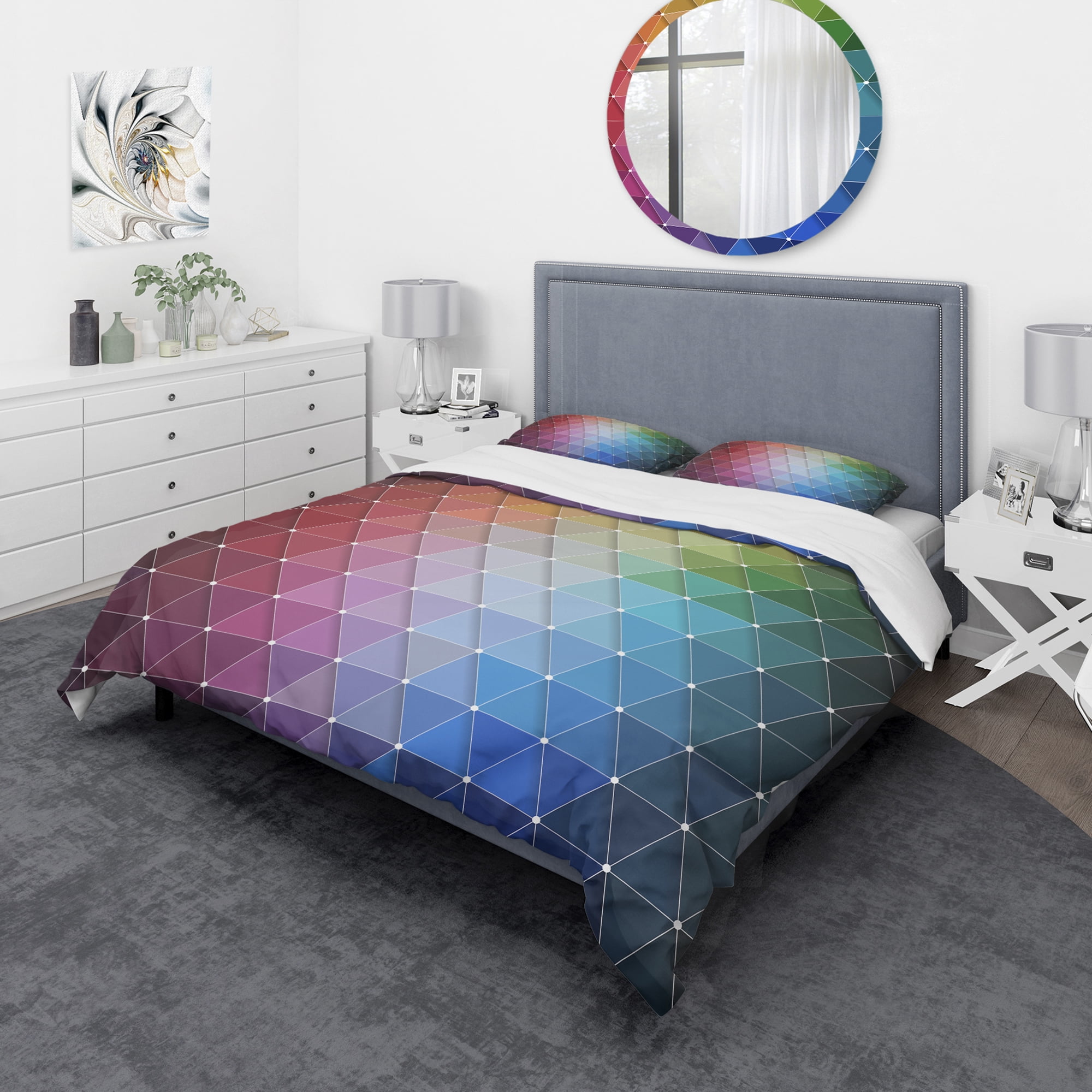Designart 'Rainbow Triangular Geometry' Modern & Contemporary Duvet Cover Set