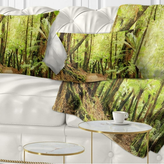 Designart Rainforest Panorama Landscape - Photography Throw Pillow - 12x20