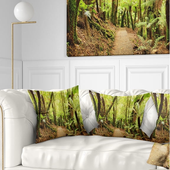 Designart Rainforest Panorama Landscape - Photography Throw Pillow - 16x16