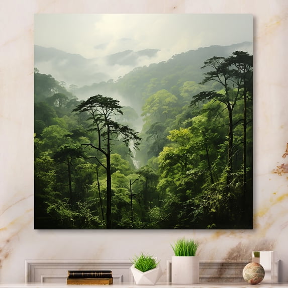 Designart "Rainforest Serenity Immersed in Jungle Landscape I" Landscapes Wall Art - Tropical Green Jungle Entryway Wall Art