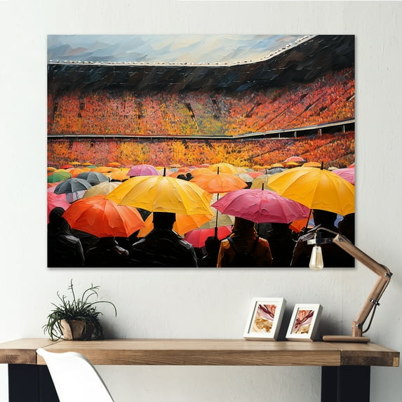 Designart "Rainy Day Spectators Sheltered" Stadiums Wall Art Prints