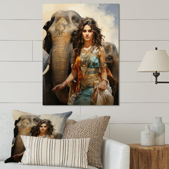 Designart "Rajasthan Royalty Indian Art painting" Portrait Metal Wall Art