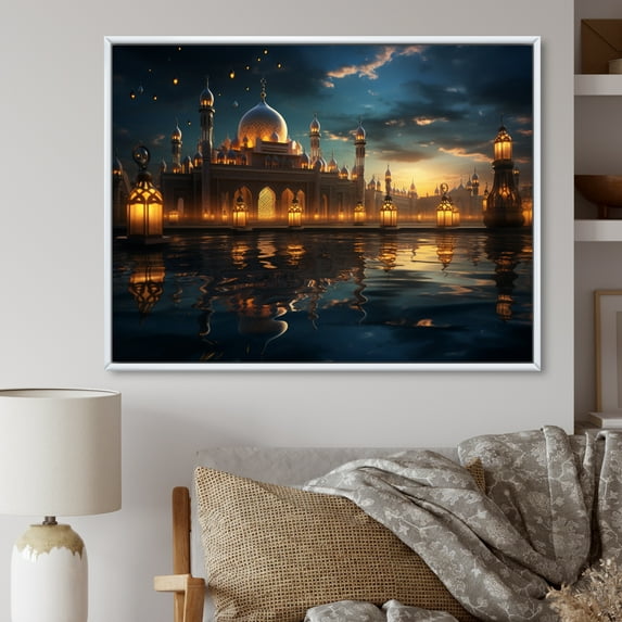 Designart "Ramadan Reflection Islam wall art" Islamic Floater Framed Canvas Wall Art