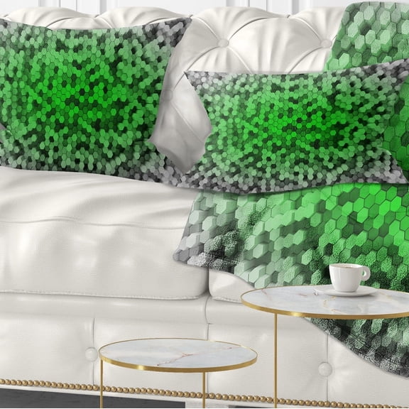 Designart Random Elevated Green Hexagons - Abstract Throw Pillow - 12x20